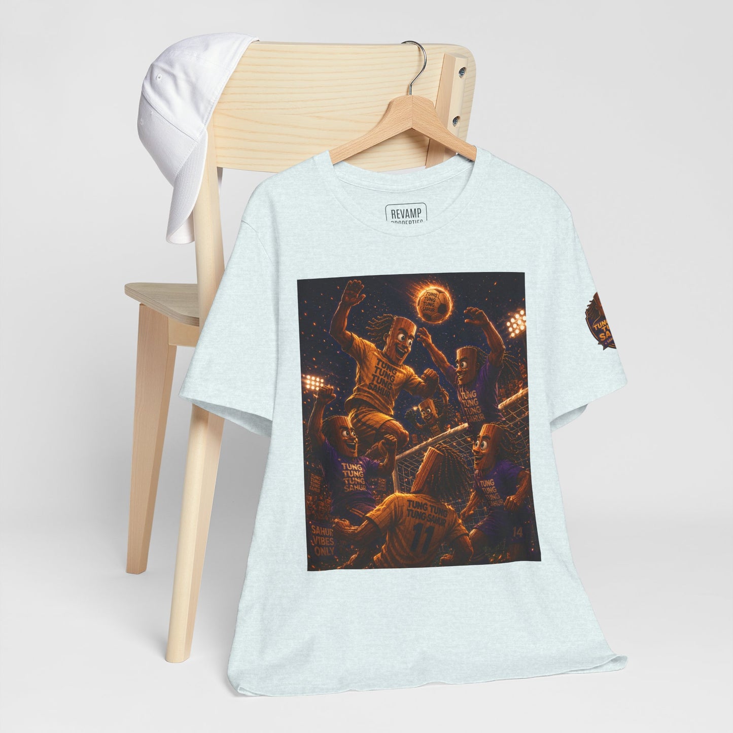 Tung Tung Tung Sahur Header Goal Soccer Action Graphic Tee — Team Court Night Design