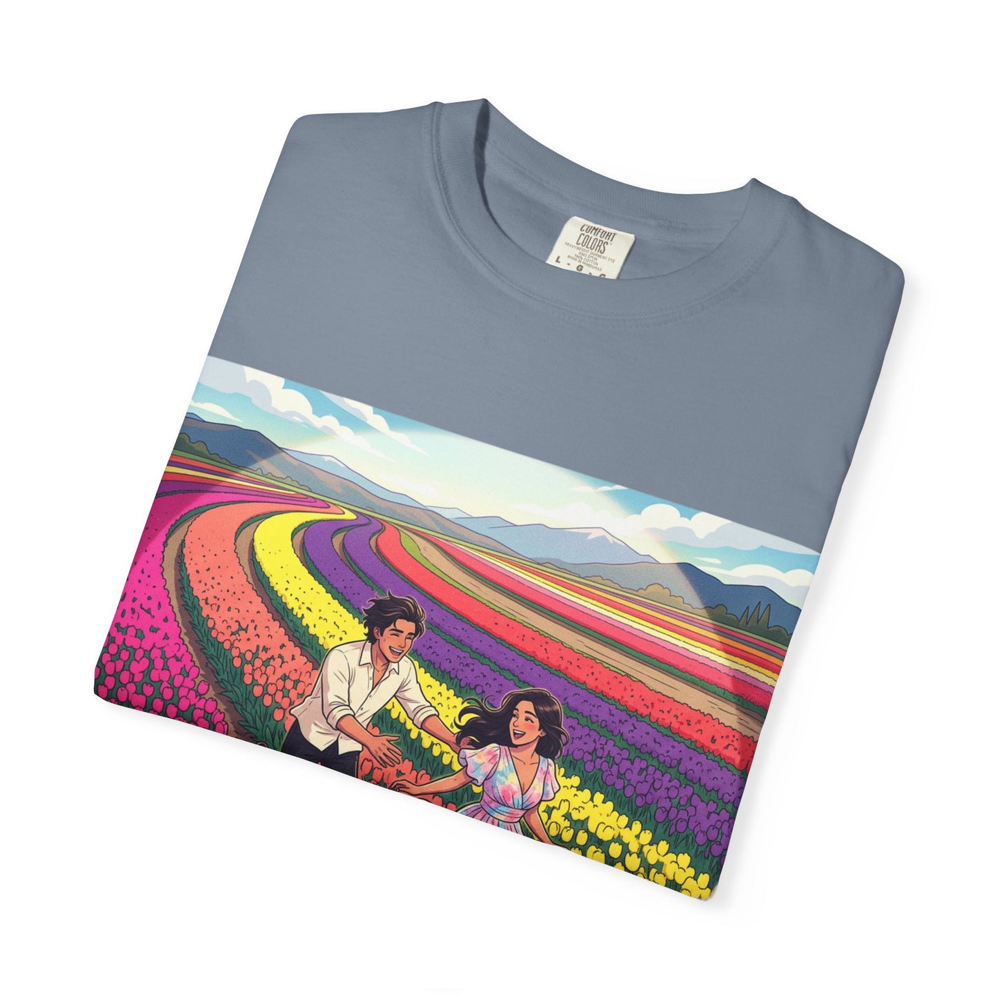 Spring of Us T-Shirt — Floral Field Vintage Couple Graphic Tee