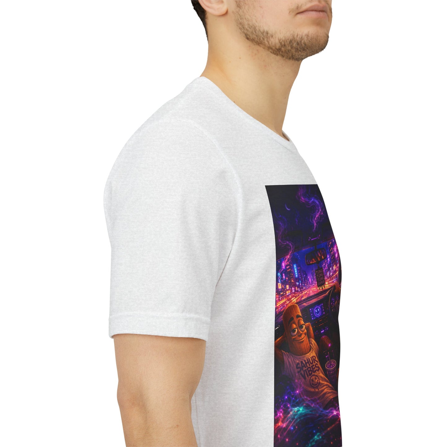Tung Tung Tung Sahur Who Ride Like Us T-Shirt — Night Cruise Vaporwave Graphic Tee