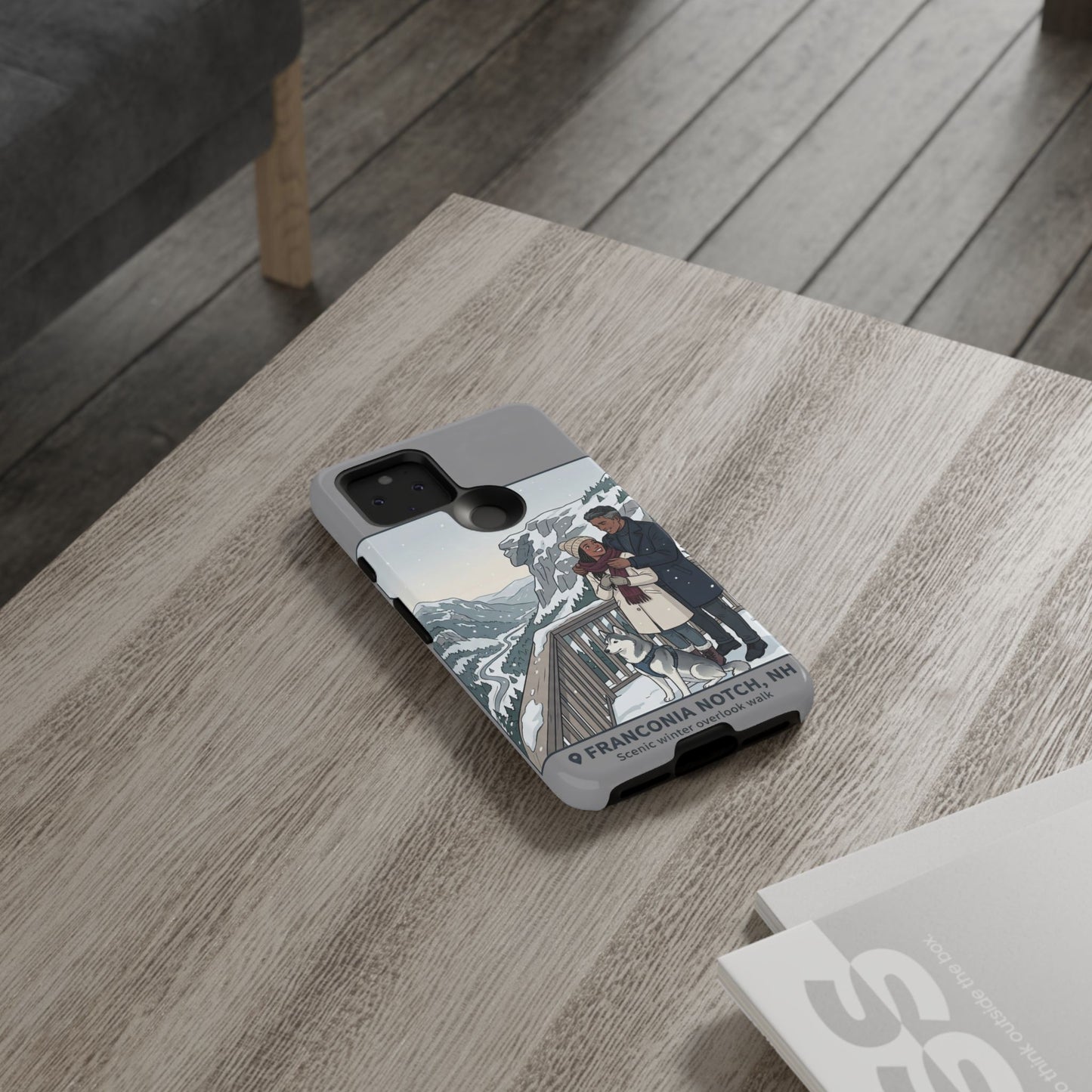 Winter Scenic Phone Case — Franconia Notch NH Couples & Husky Design