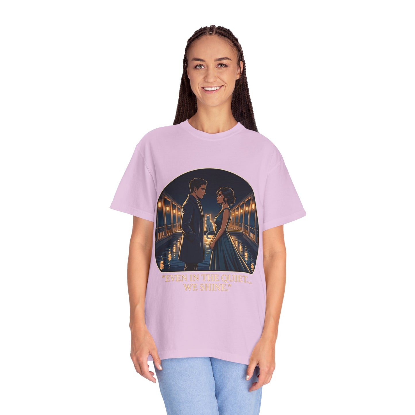 Romantic Night Stroll T-Shirt — "Even in the Quiet... We Shine" Graphic Tee