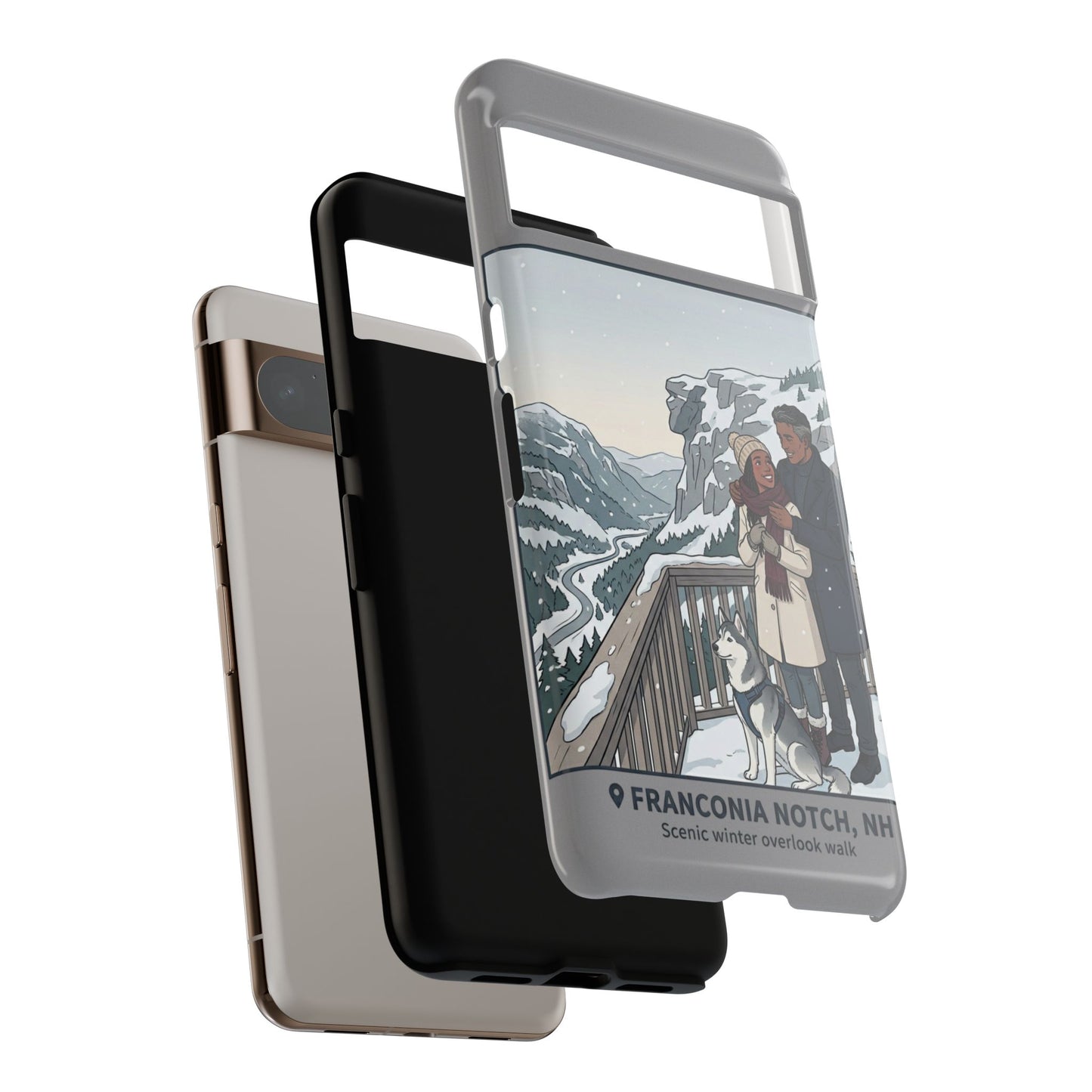 Winter Scenic Phone Case — Franconia Notch NH Couples & Husky Design