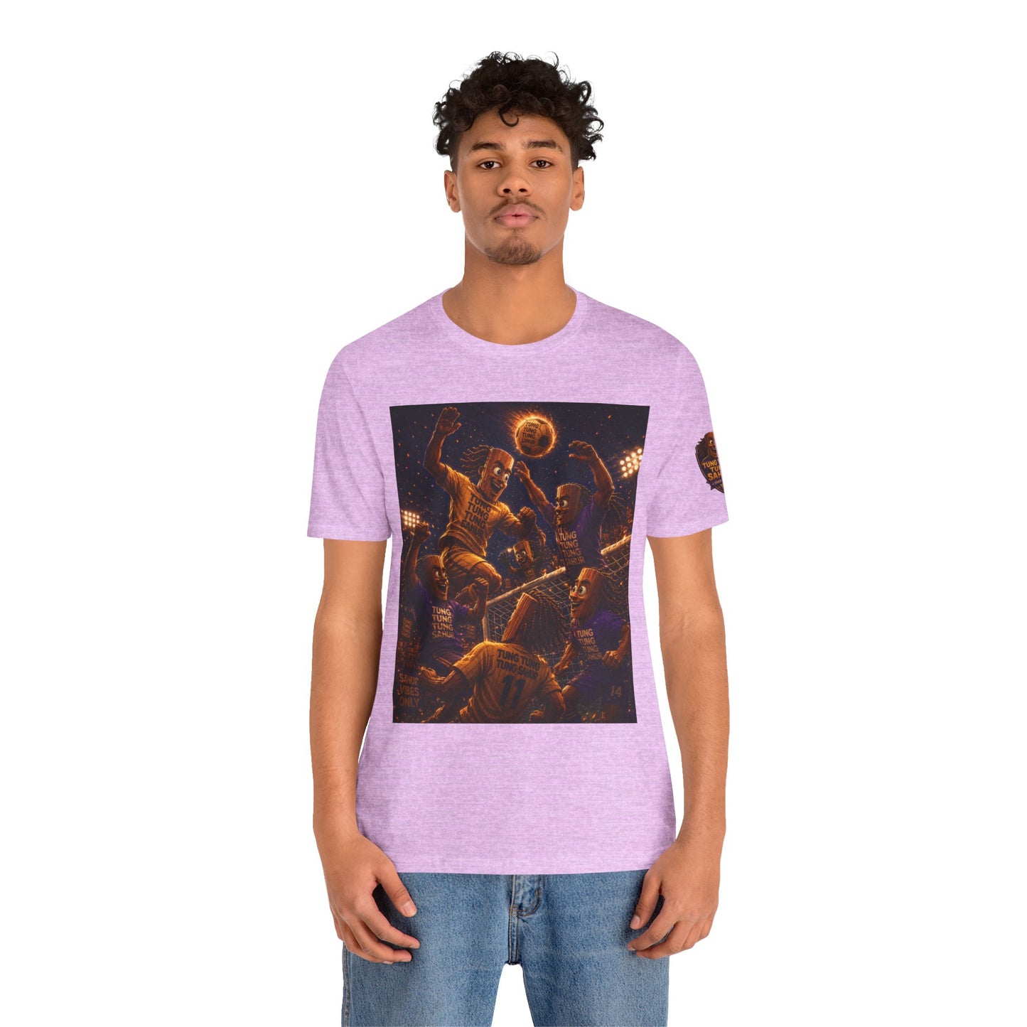 Tung Tung Tung Sahur Header Goal Soccer Action Graphic Tee — Team Court Night Design