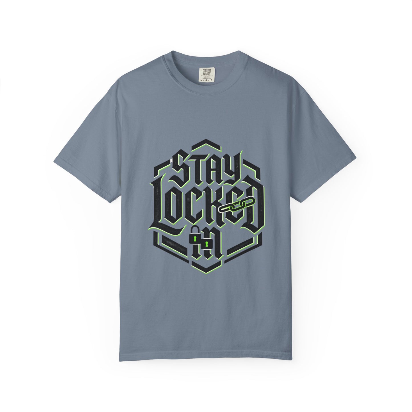 Stay Locked In T-Shirt — Bold Gothic Logo Tee