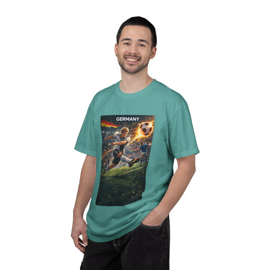 Germany Soccer Player Graphic T-Shirt — Retro Football Stadium Print