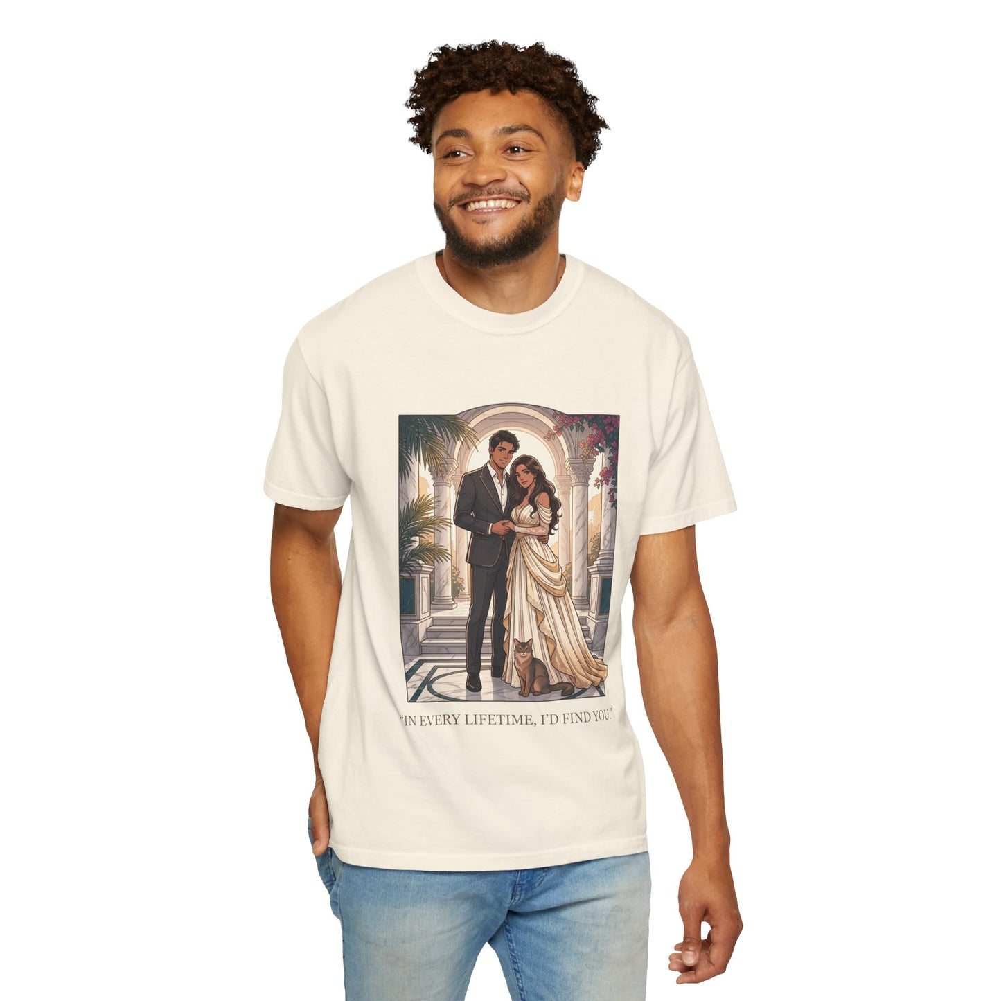 Romantic Vintage Wedding Portrait T-Shirt — "In Every Lifetime, I'd Find You"