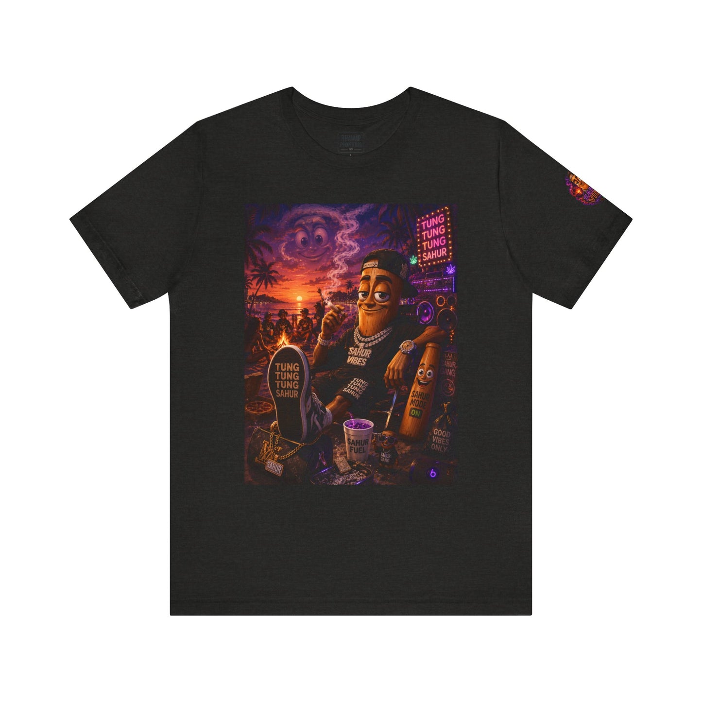 Tung Tung Tung Sahur Laid-Back Nightlife Graphic Tee — "Things Take Time" Urban Cartoon Design