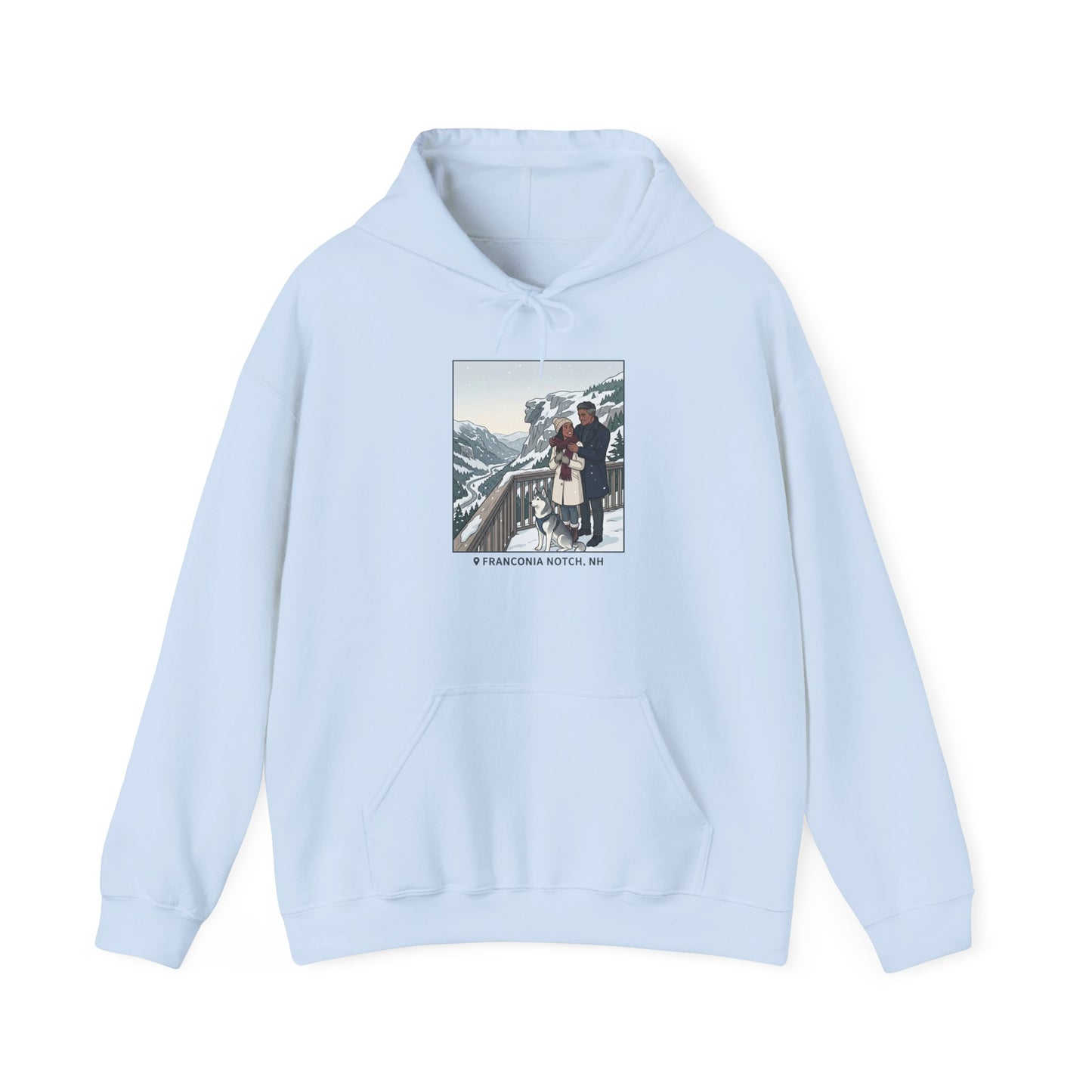 Winter Couple Photo Hoodie — Vintage Alps Travel Graphic Sweatshirt