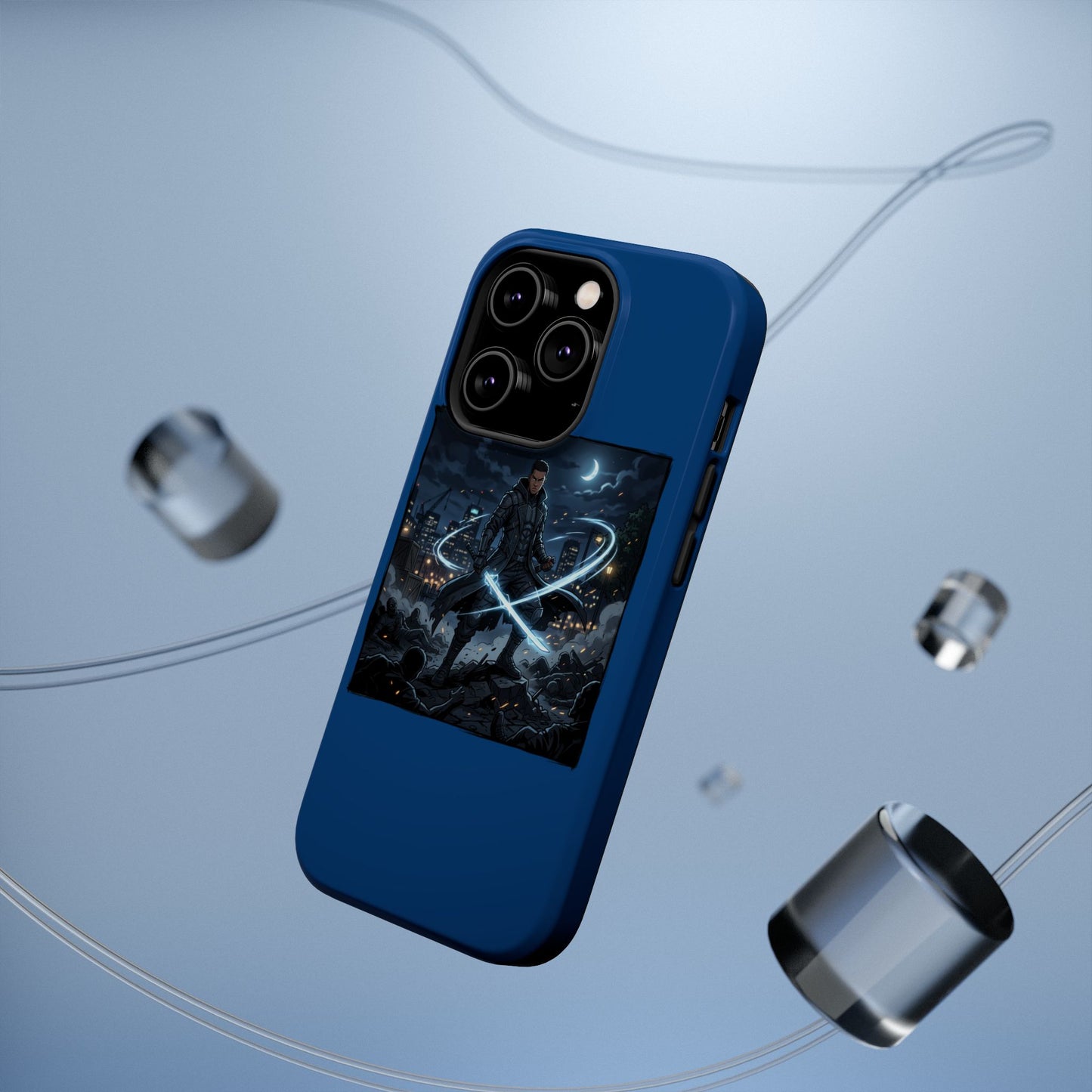 Magnetic Impact-Resistant Phone Case — Night Warrior Sci‑Fi Design