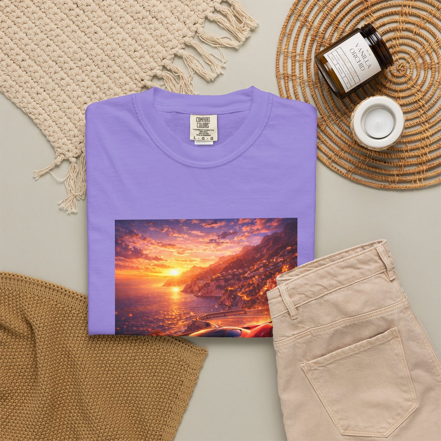 Ferrari F80- Amalfi Coast, Italy - T‑Shirt — Red Sports Car Print