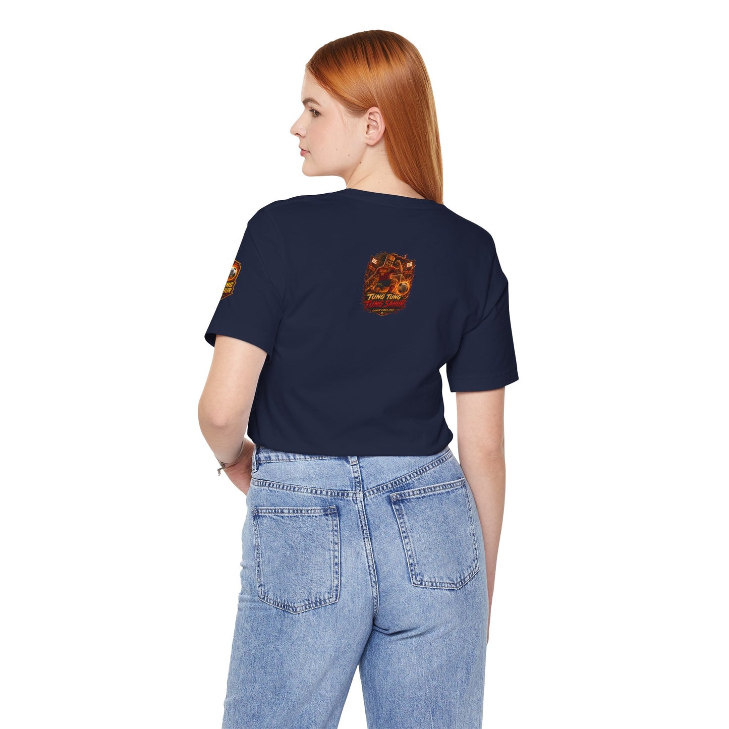 Tung Tung Tung Sahur Soccer Kick Firestorm Graphic Tee — ‘Goal’ Animated Kick Design