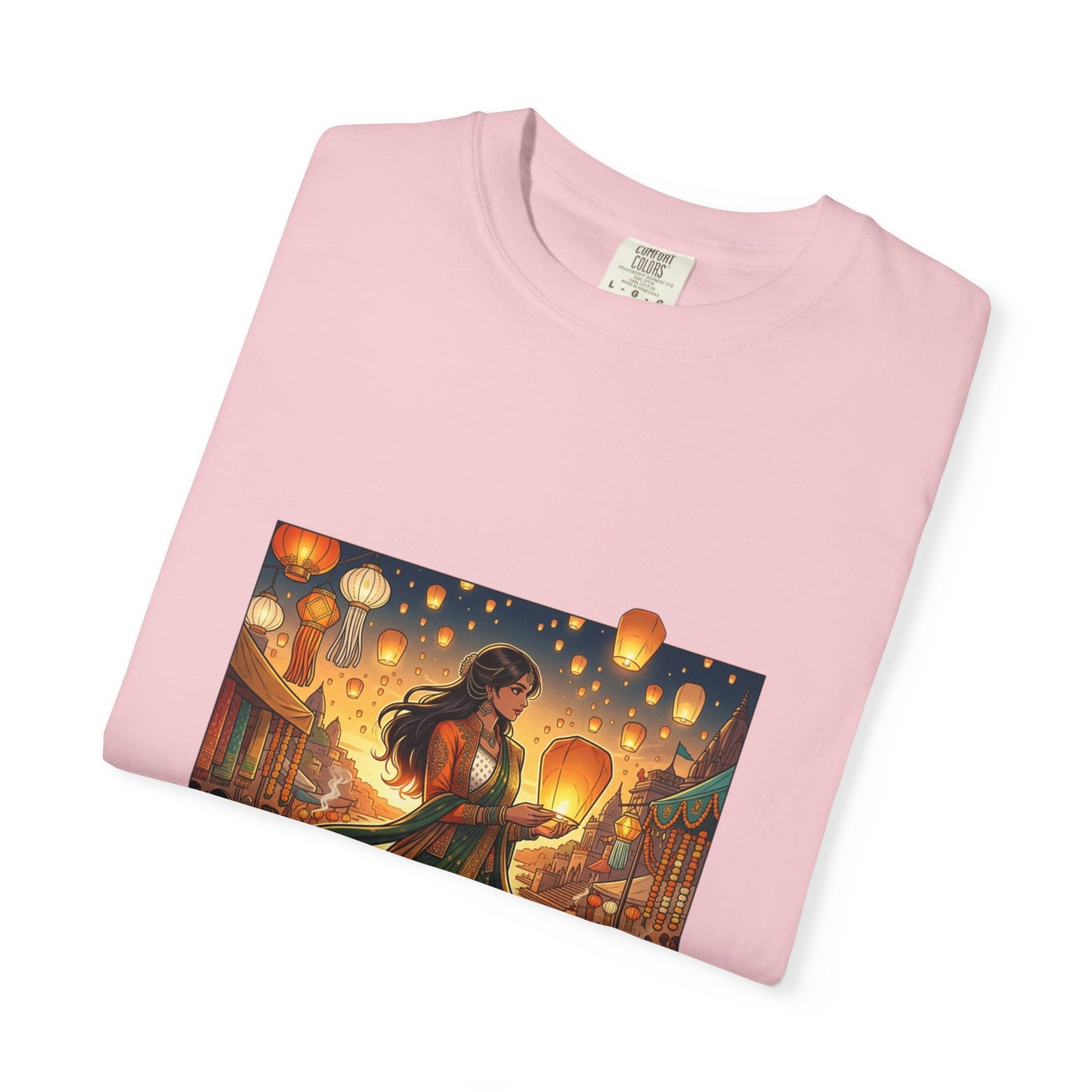 Diwali Lantern Festival T-Shirt — Indian Dancer with Floating Sky Lanterns