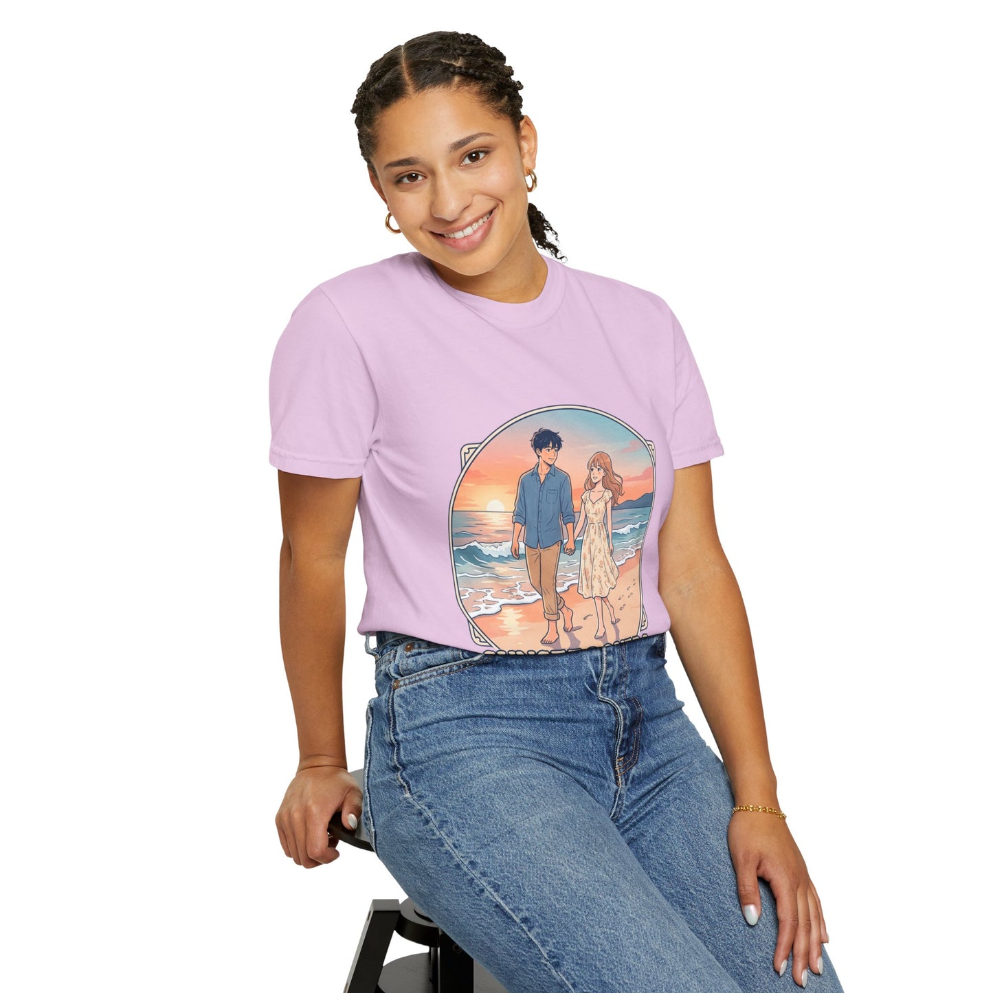 Sunset Lovers Beach T-Shirt — Romantic Couple Graphic Tee