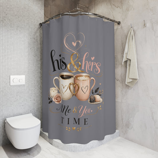Brewed for Two. 2 Cups, One Love – His & Hers Coffee Shower Curtain for Couples