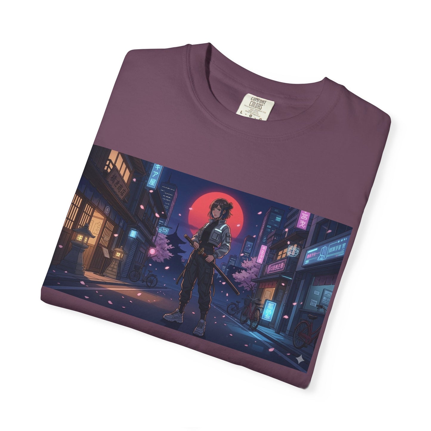 Cyberpunk Samurai T-Shirt — Neon Night Street Art Tee
