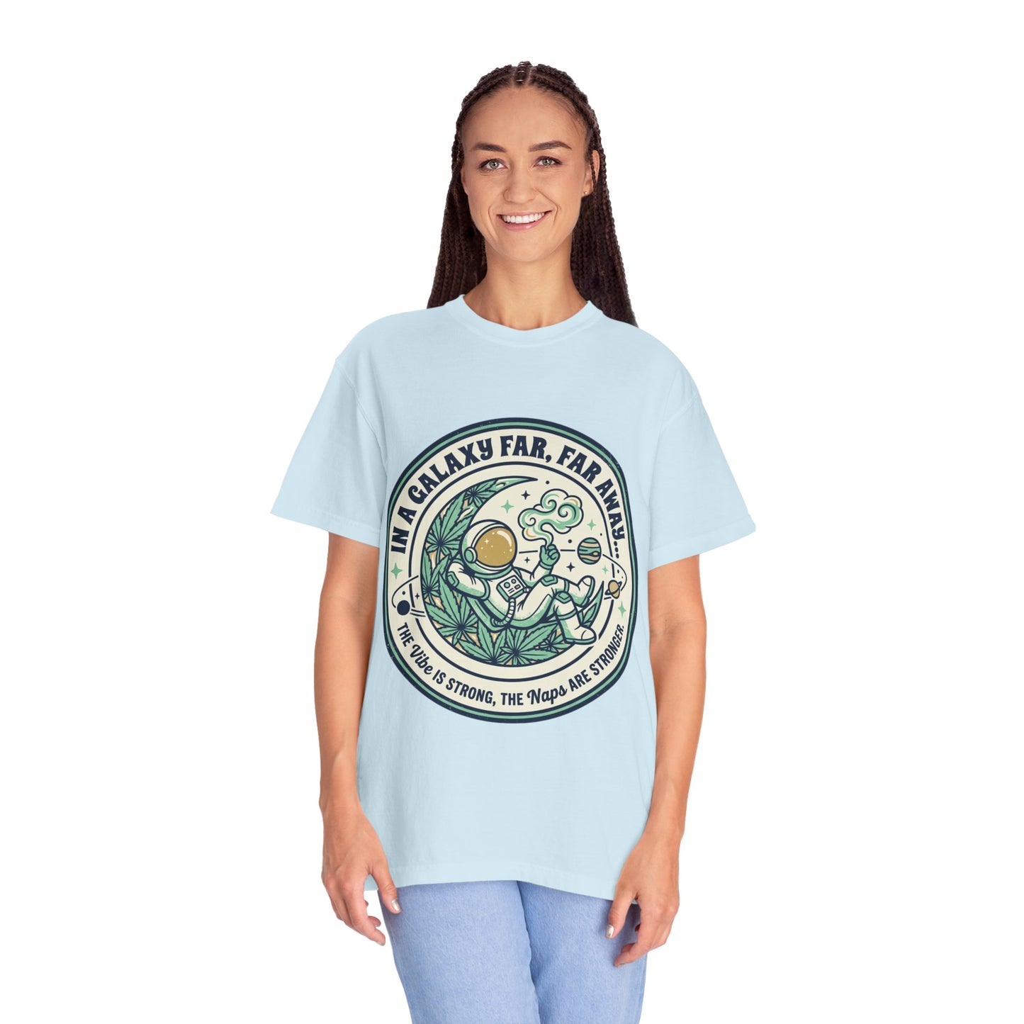 T-Shirt — "In a Galaxy Far, Far Away" Retro Space Nap Graphic Tee