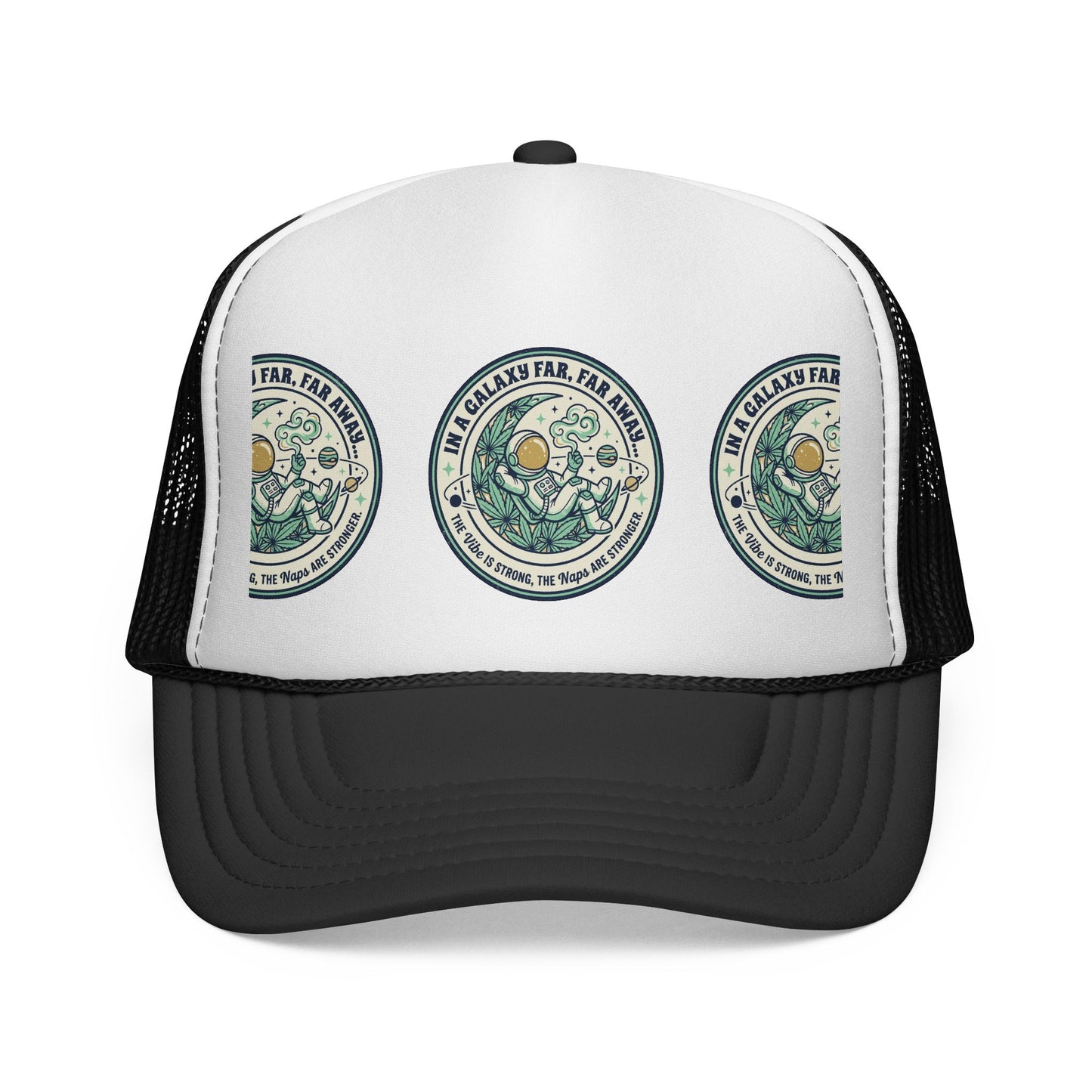 Trucker Cap — Vintage Celestial Patch Design (‘Far, Far, Far Away’ Space Badge)