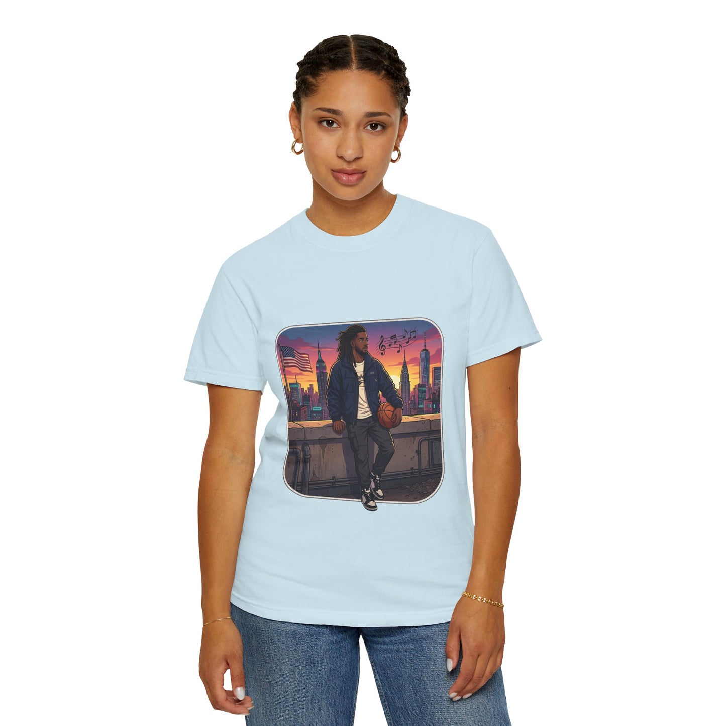 City Sunset Basketball Player T-Shirt — Urban Hoop Lifestyle Tee