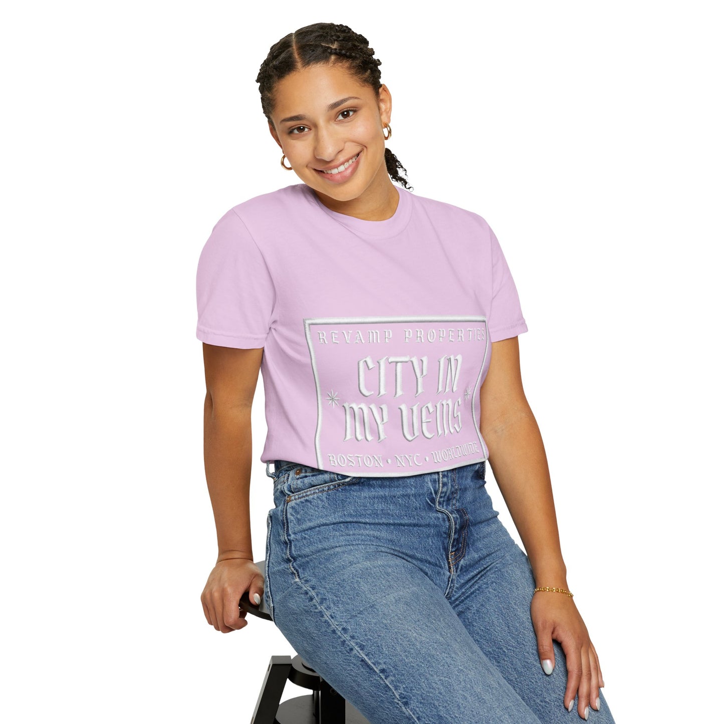 City In My Veins T‑Shirt — Vintage Cityscape Tee (Boston • NYC • Manchester)