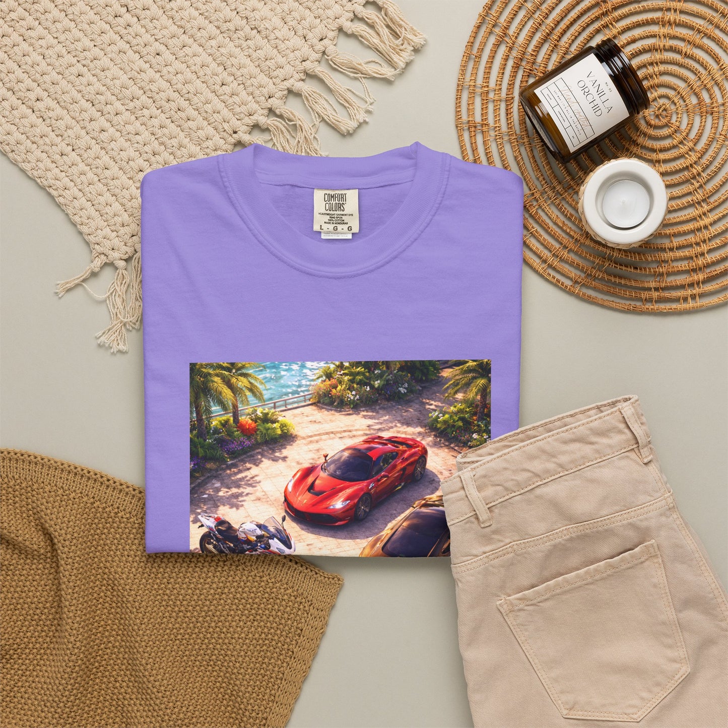 MULTI-VEHICLE - T-Shirt — Tropical Sports Cars & Motorbikes Print