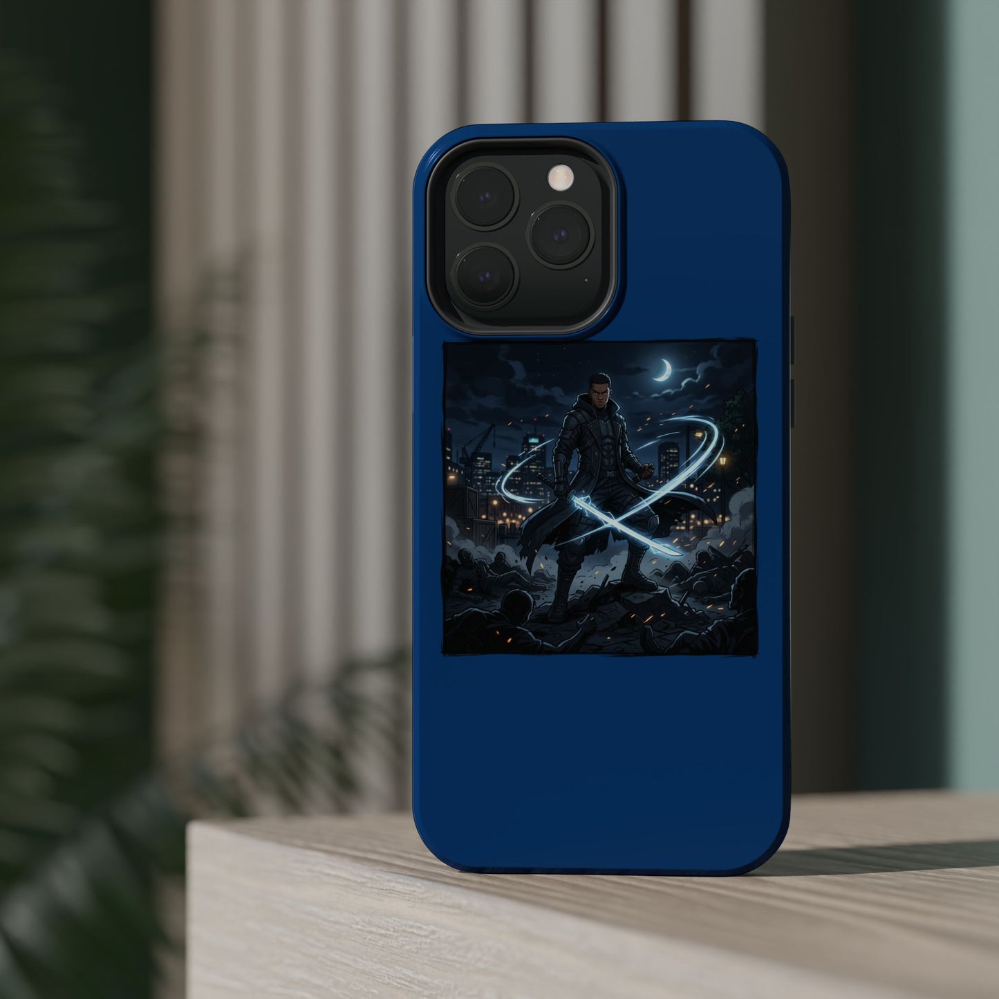 Magnetic Impact-Resistant Phone Case — Night Warrior Sci‑Fi Design