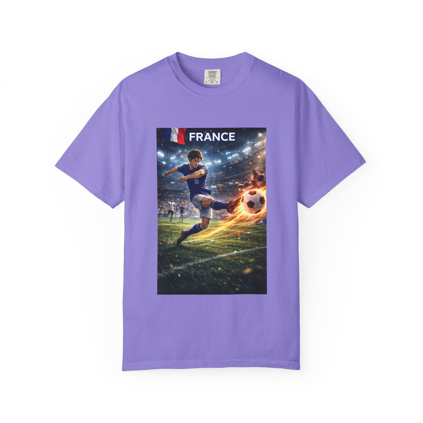 France Soccer Player Graphic T-Shirt — Football Kick Stadium Design