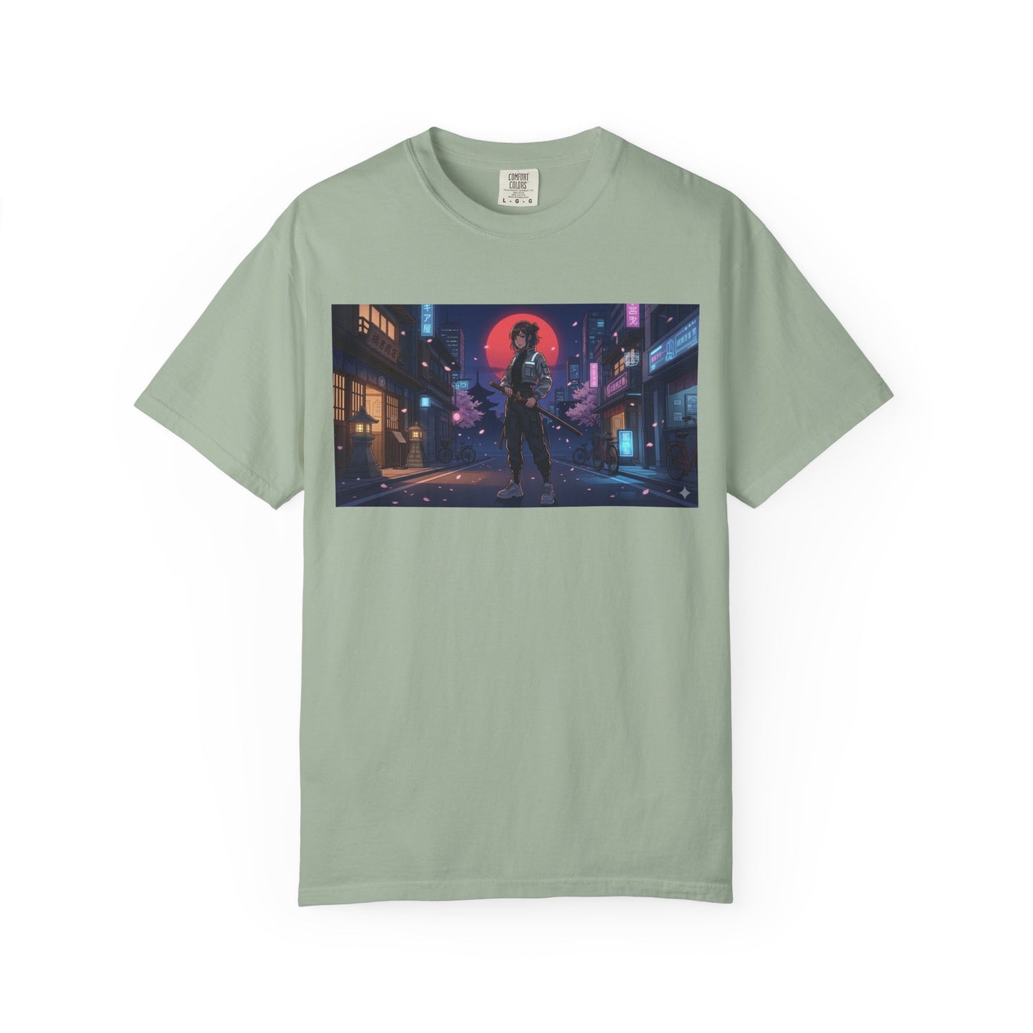 Cyberpunk Samurai T-Shirt — Neon Night Street Art Tee
