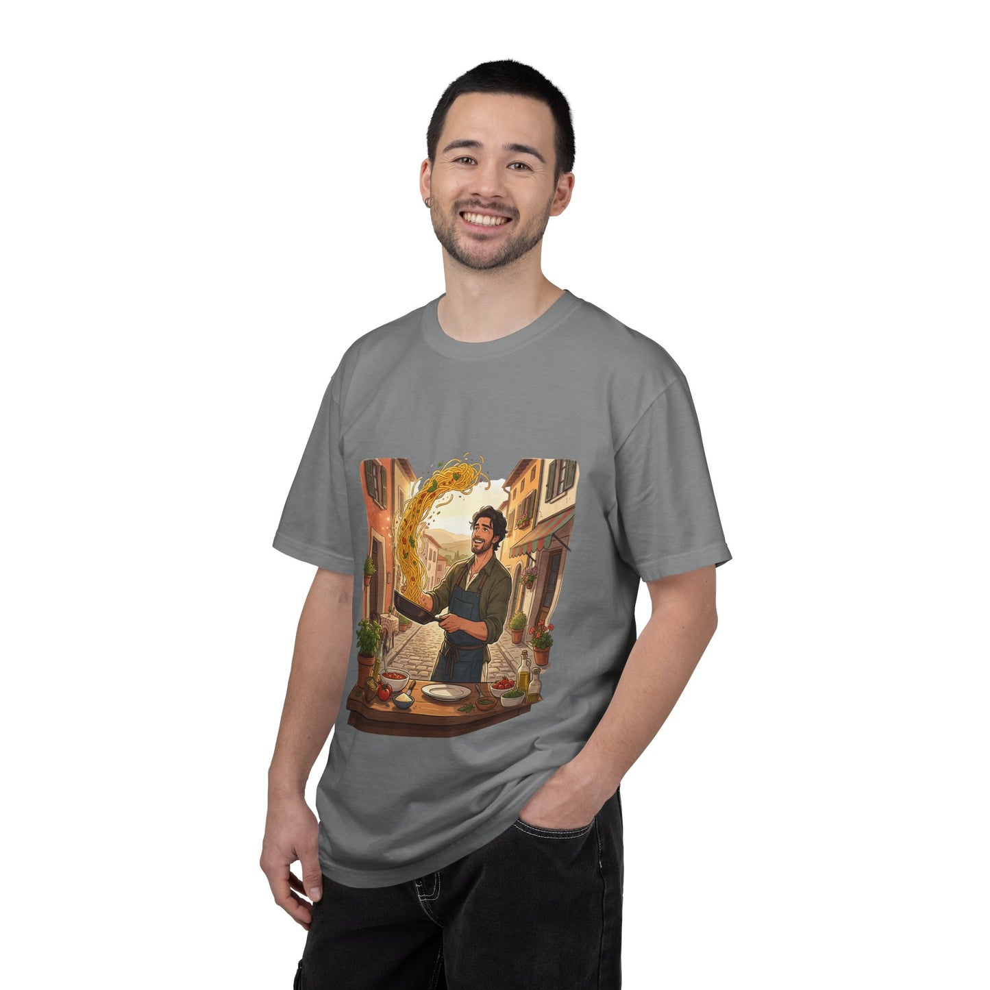 Italian Chef Pasta Toss T-Shirt — Vintage Street Kitchen Cooking Graphic Tee