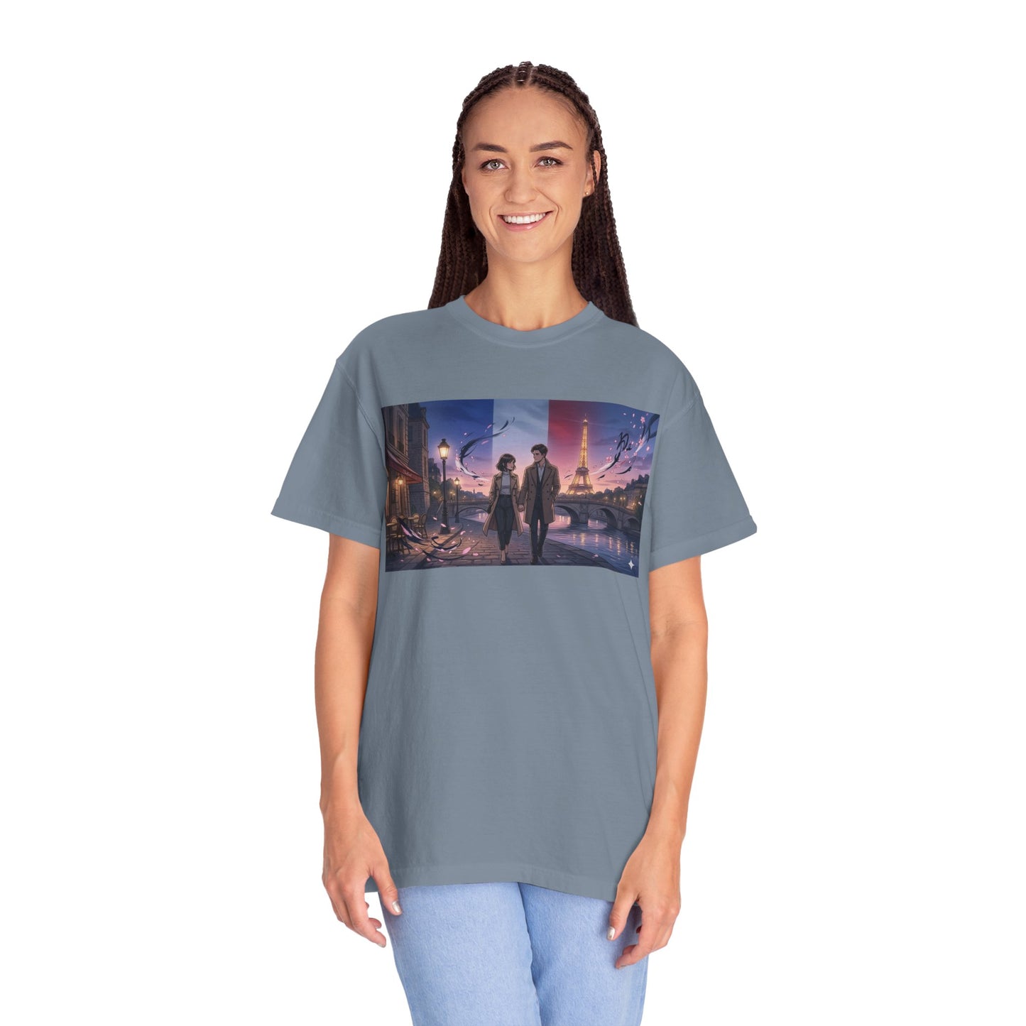 T-Shirt — Romantic City Night Stroll Illustration