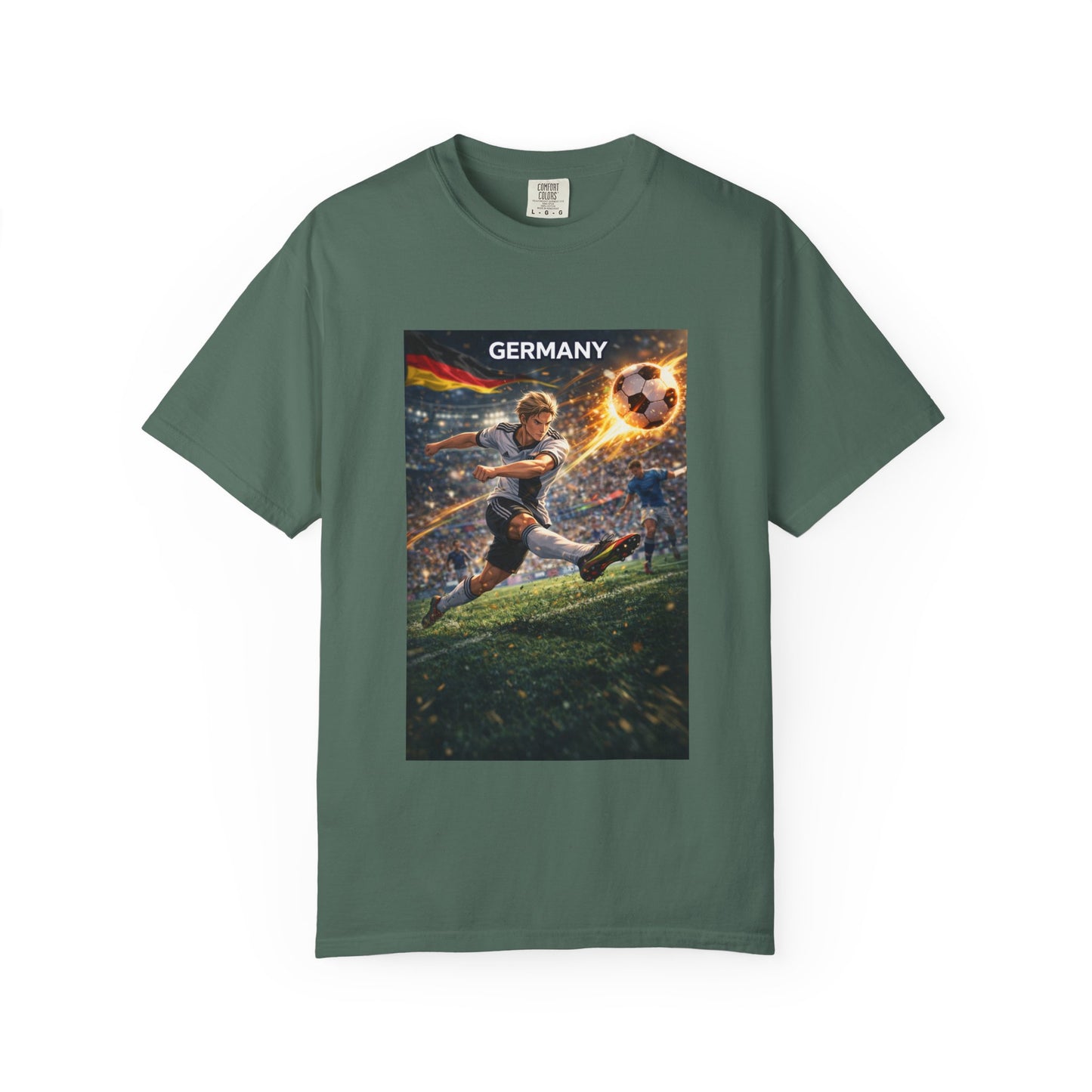 Germany Soccer Player Graphic T-Shirt — Retro Football Stadium Print