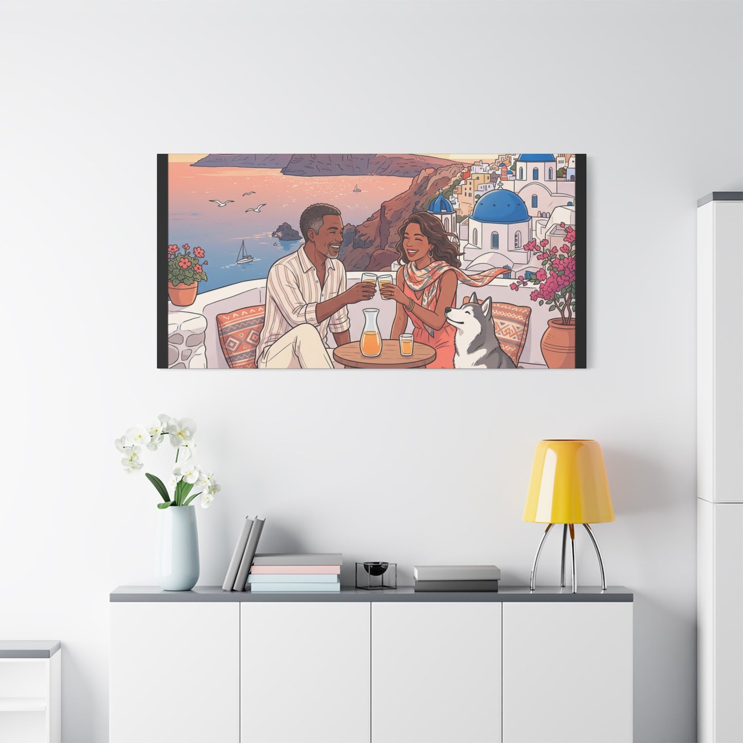 Santorini, Greece – “Sunset Serenade - Matte Canvas, Stretched, 1.25"