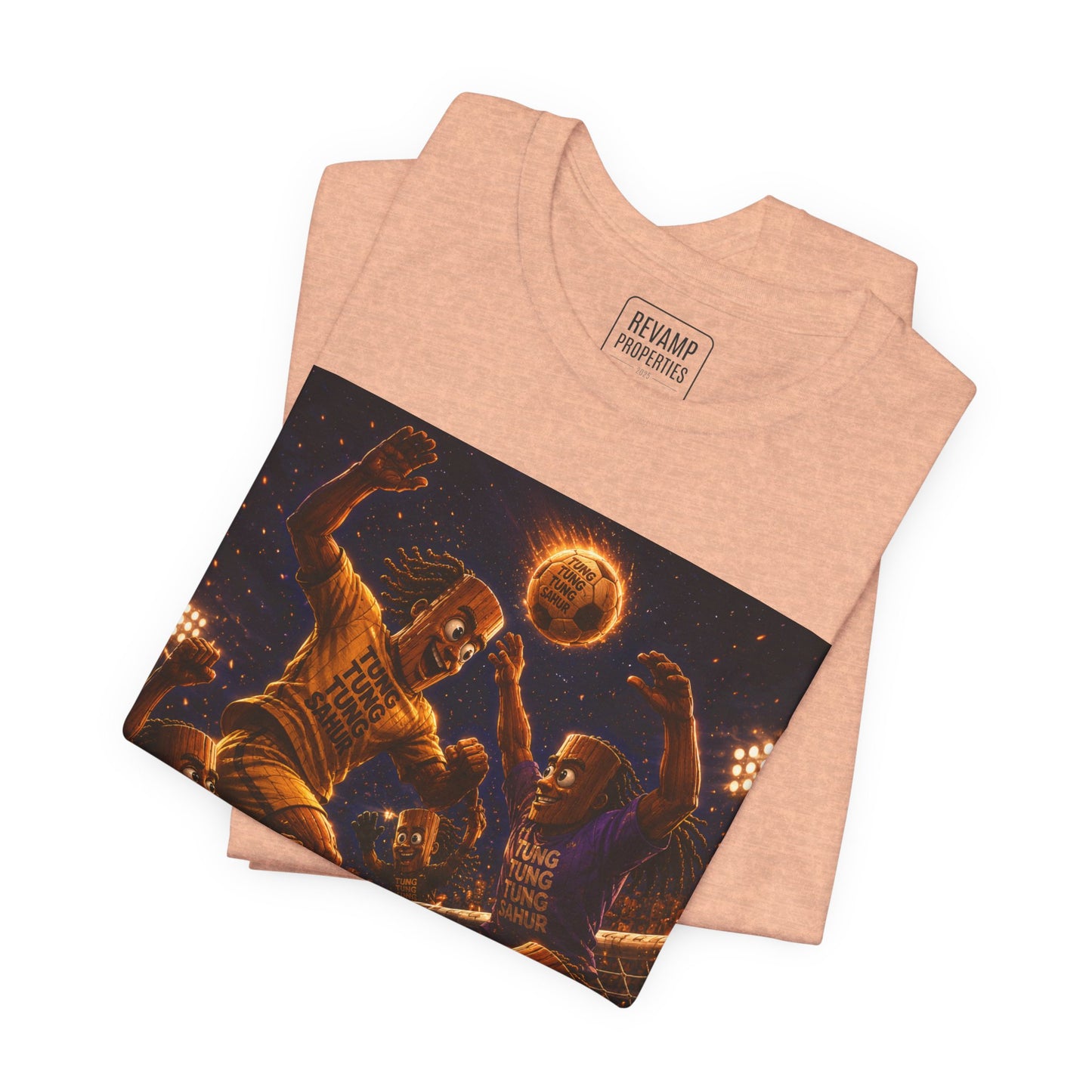 Tung Tung Tung Sahur Header Goal Soccer Action Graphic Tee — Team Court Night Design