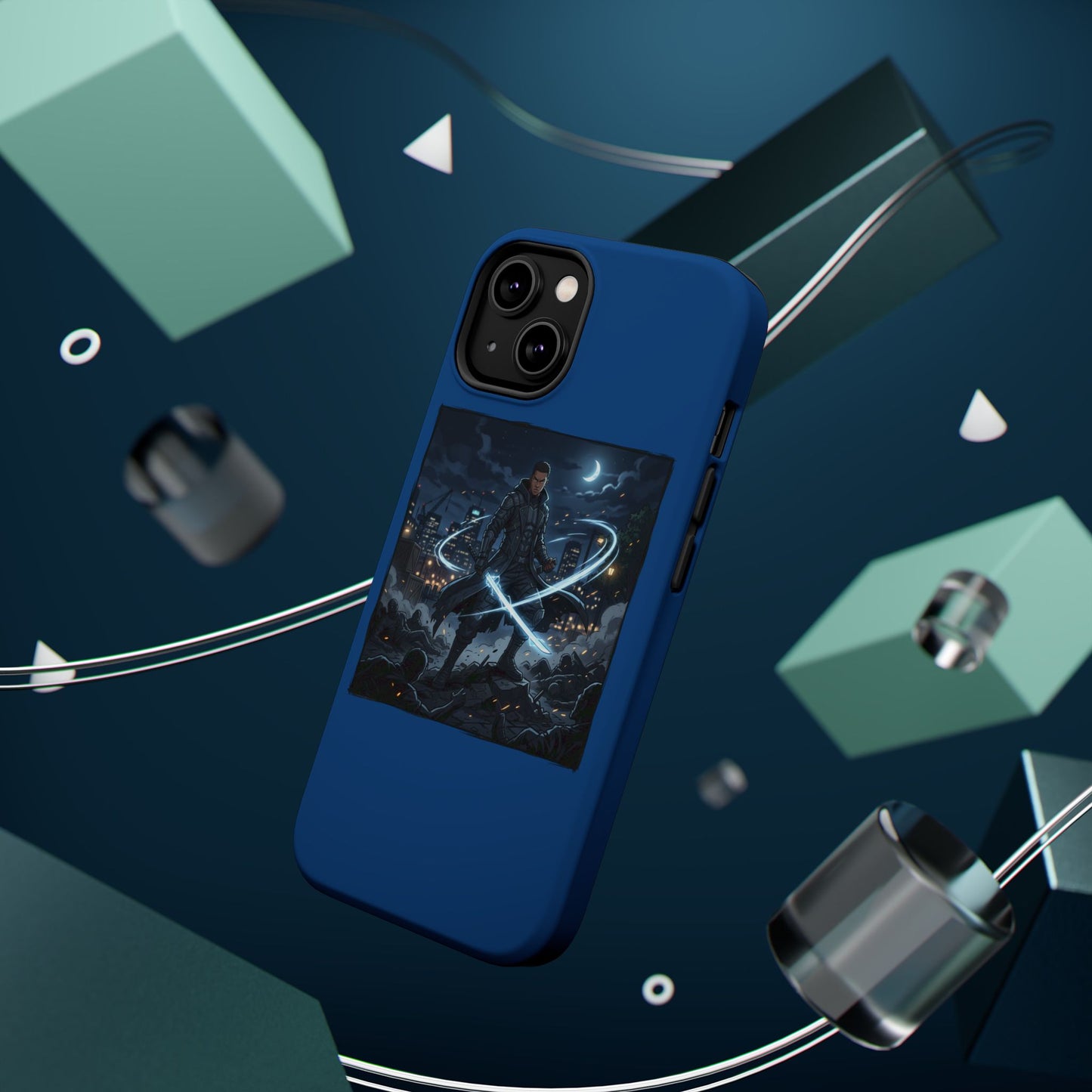 Magnetic Impact-Resistant Phone Case — Night Warrior Sci‑Fi Design