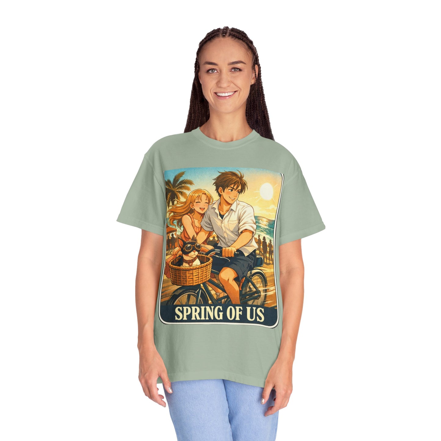 Spring of Us T-Shirt — Vintage Beach Couple Bicycle Design