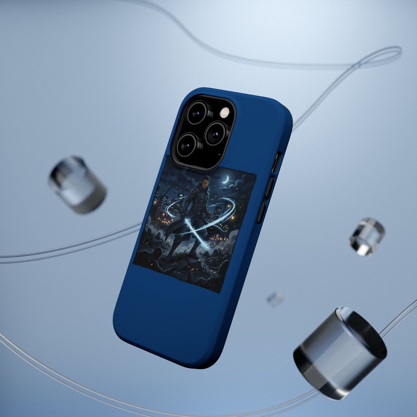 Magnetic Impact-Resistant Phone Case — Night Warrior Sci‑Fi Design
