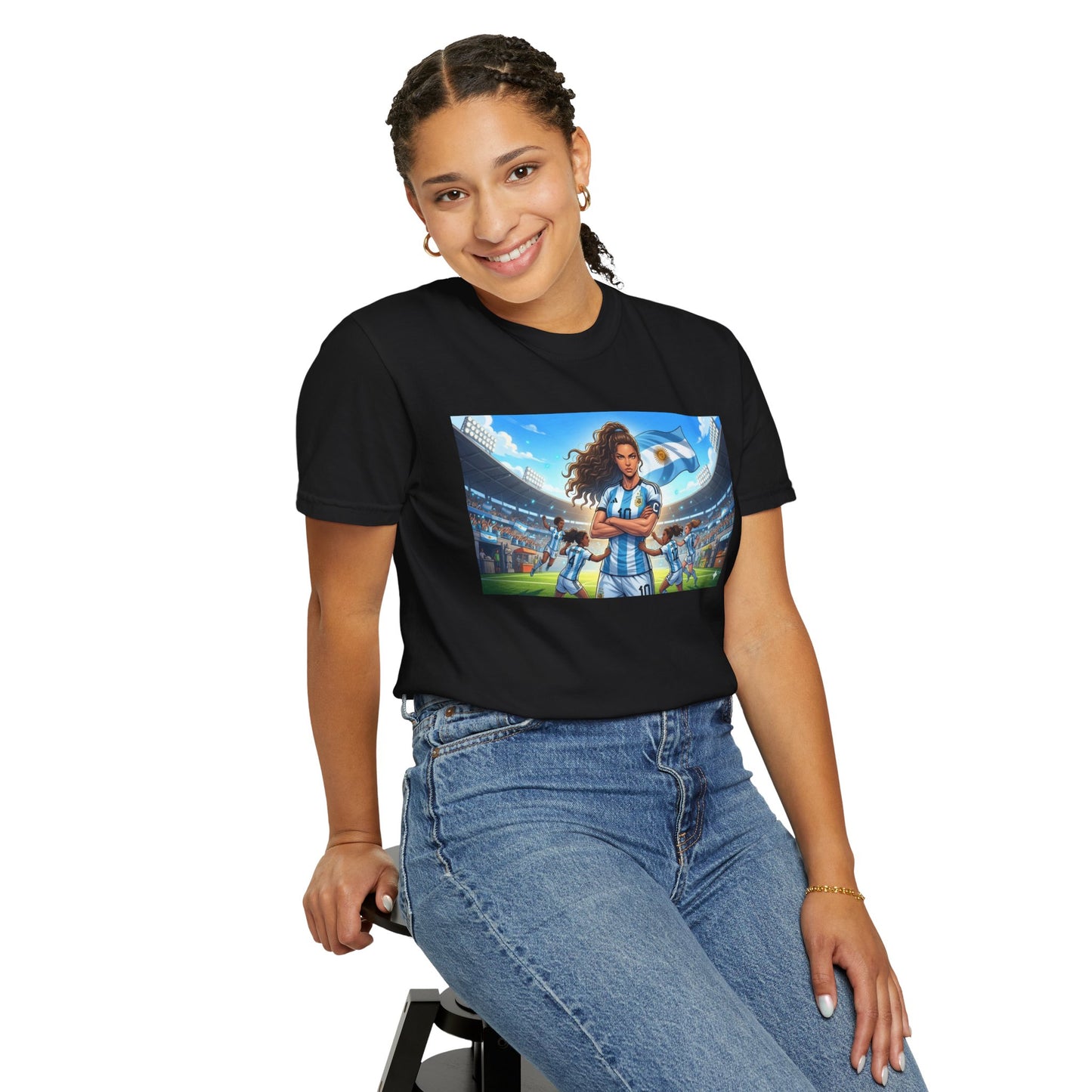 Argentina Soccer Heroine Stadium T-Shirt – Female Soccer Player Graphic Tee