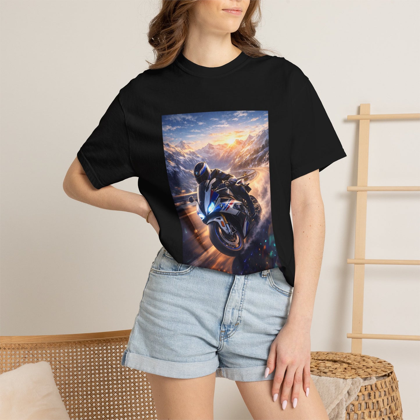 BMW S1000RR ALPINE GHOST RIDE - T‑Shirt — Sportbike Skyline Graphic Tee