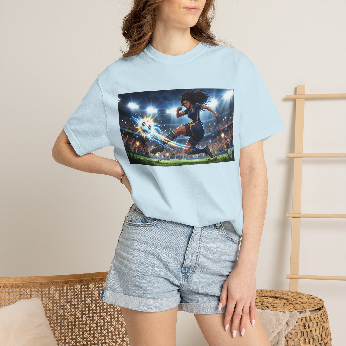 Soccer Kick Graphic T-Shirt — Energetic Stadium Football Design