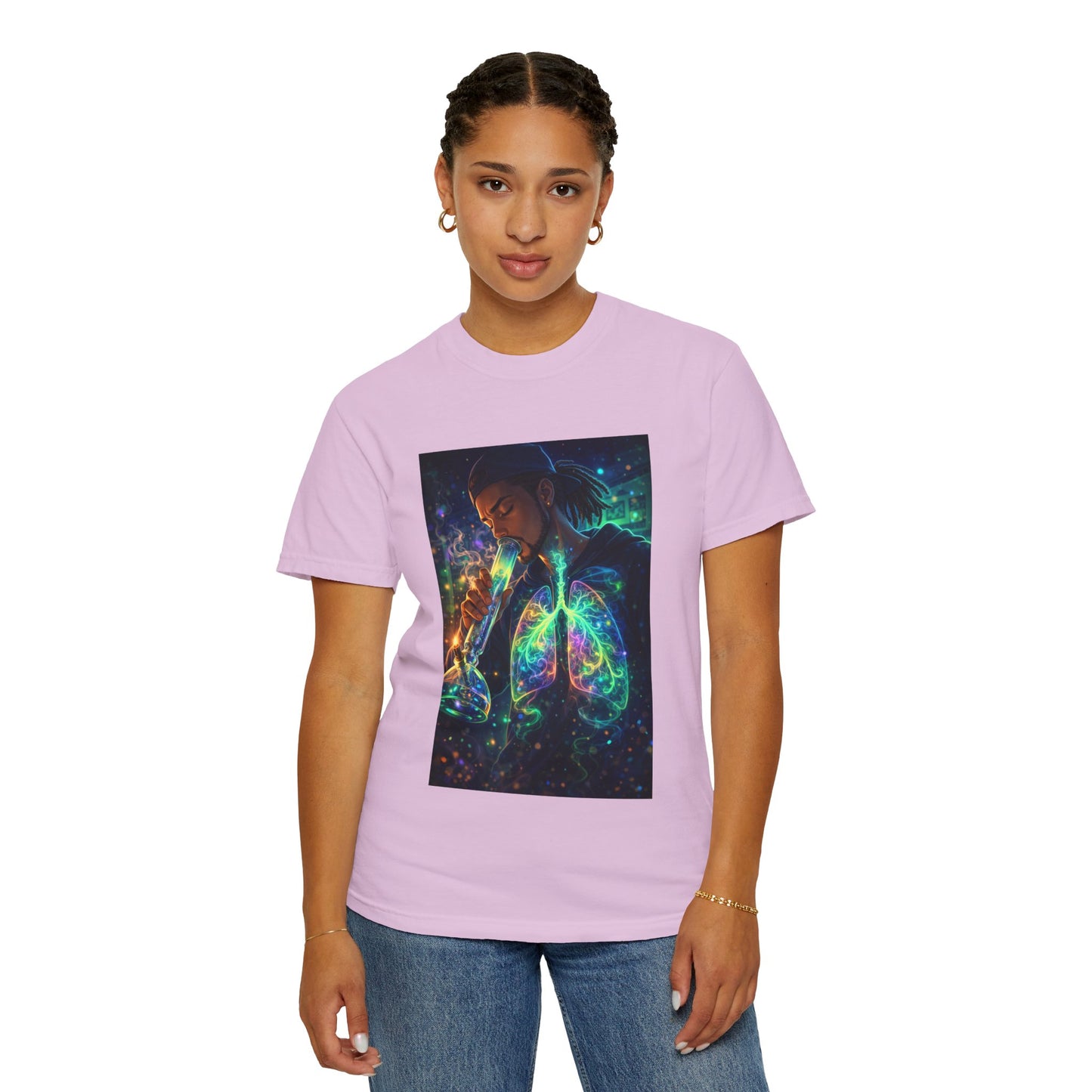 Cosmic Lungs T-Shirt — Neon Anatomical Art Tee