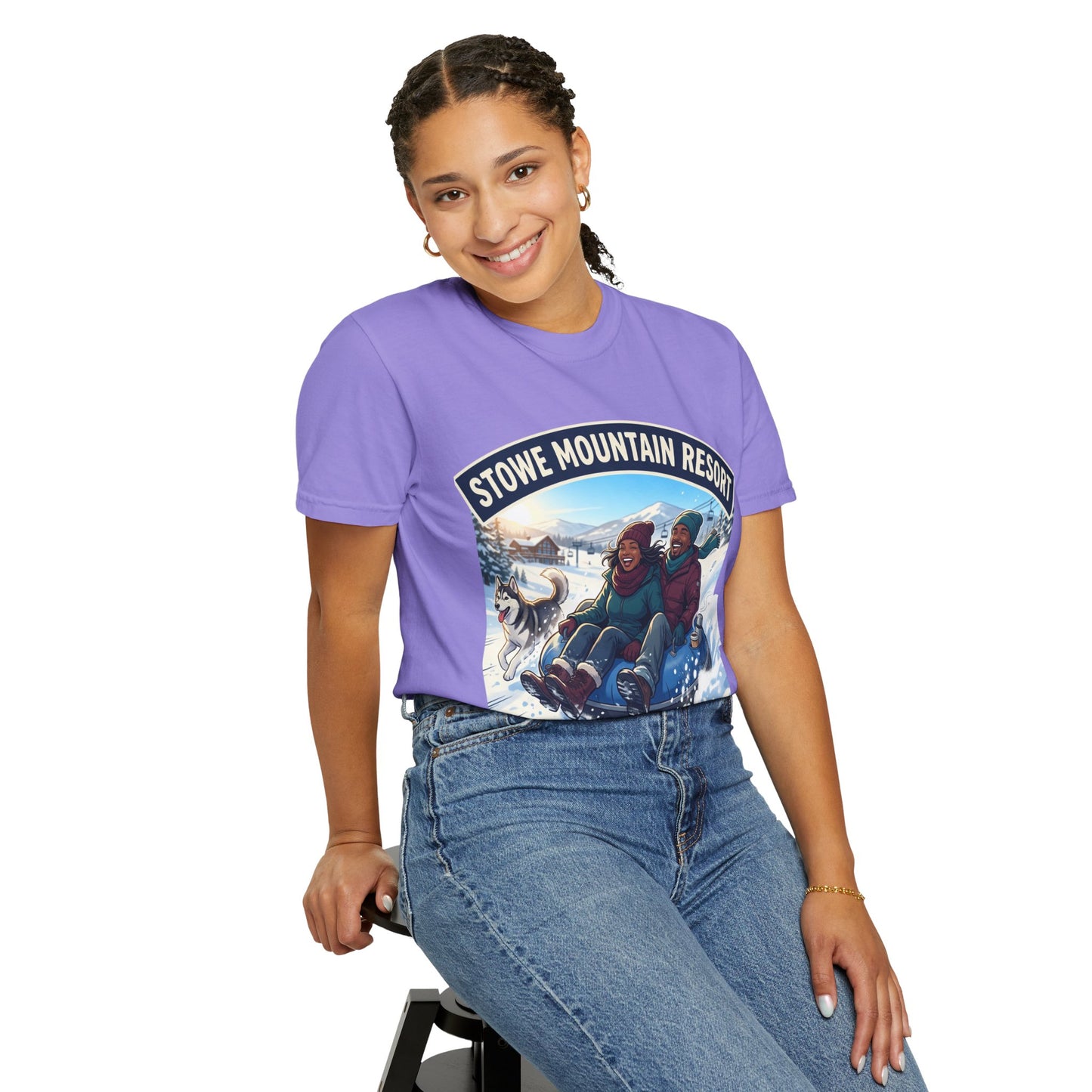 Stowe Mountain Resort Snow Tubing T-Shirt — "Vermont Joy" Winter Apparel