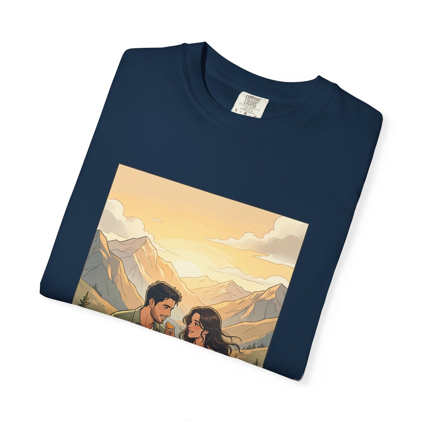 Couples Mountain Picnic T-Shirt — 'Opening Up' Scenic Graphic Tee