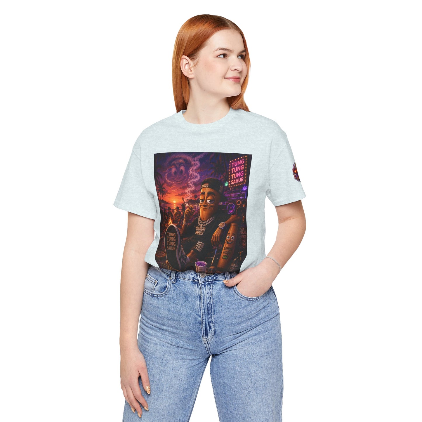 Tung Tung Tung Sahur Laid-Back Nightlife Graphic Tee — "Things Take Time" Urban Cartoon Design