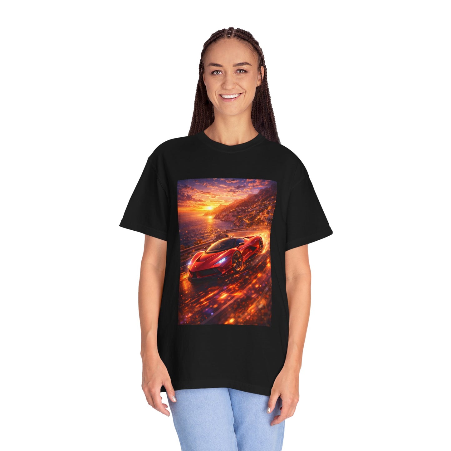 Ferrari F80- Amalfi Coast, Italy - T‑Shirt — Red Sports Car Print