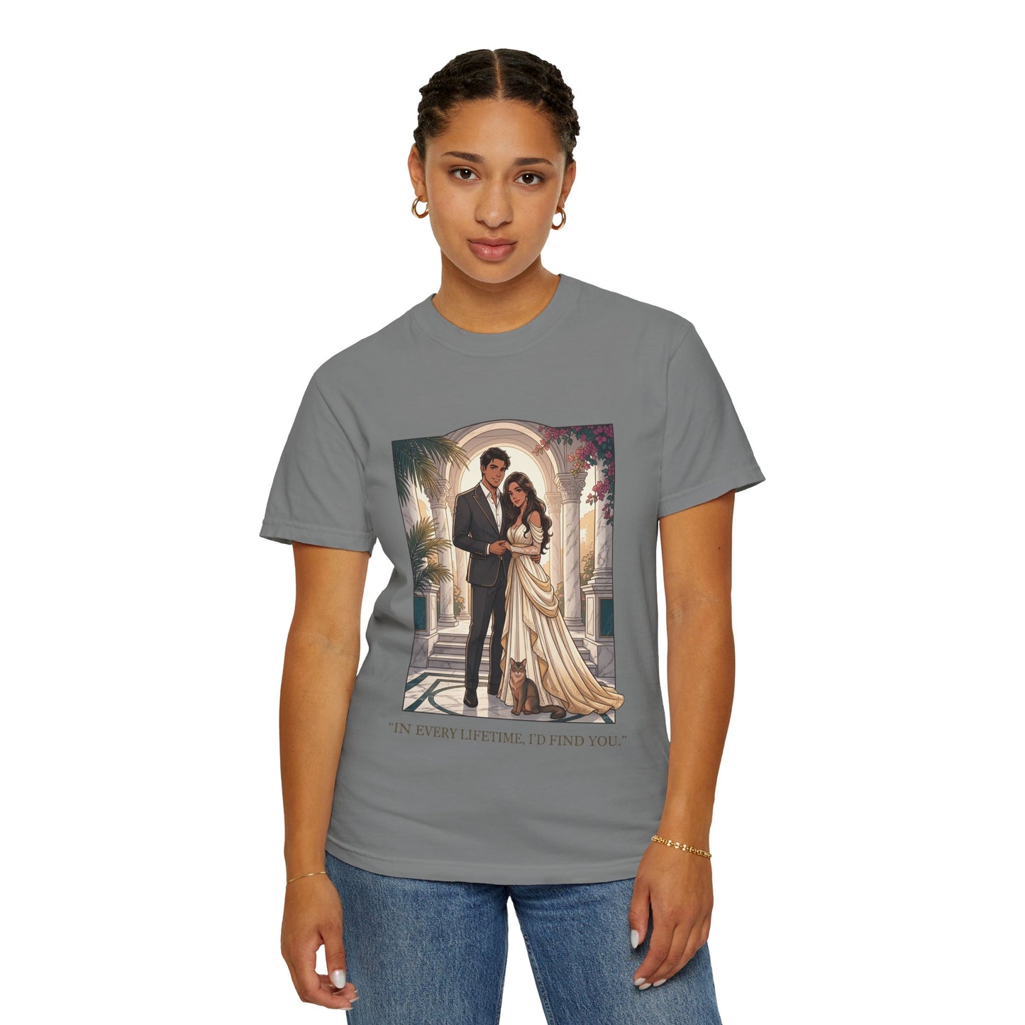 Romantic Vintage Wedding Portrait T-Shirt — "In Every Lifetime, I'd Find You"
