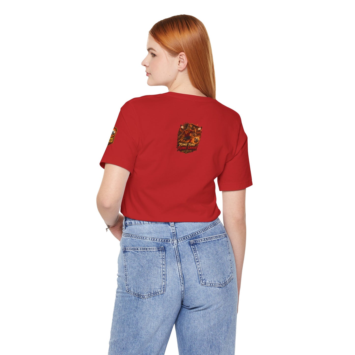 Tung Tung Tung Sahur Soccer Kick Firestorm Graphic Tee — ‘Goal’ Animated Kick Design