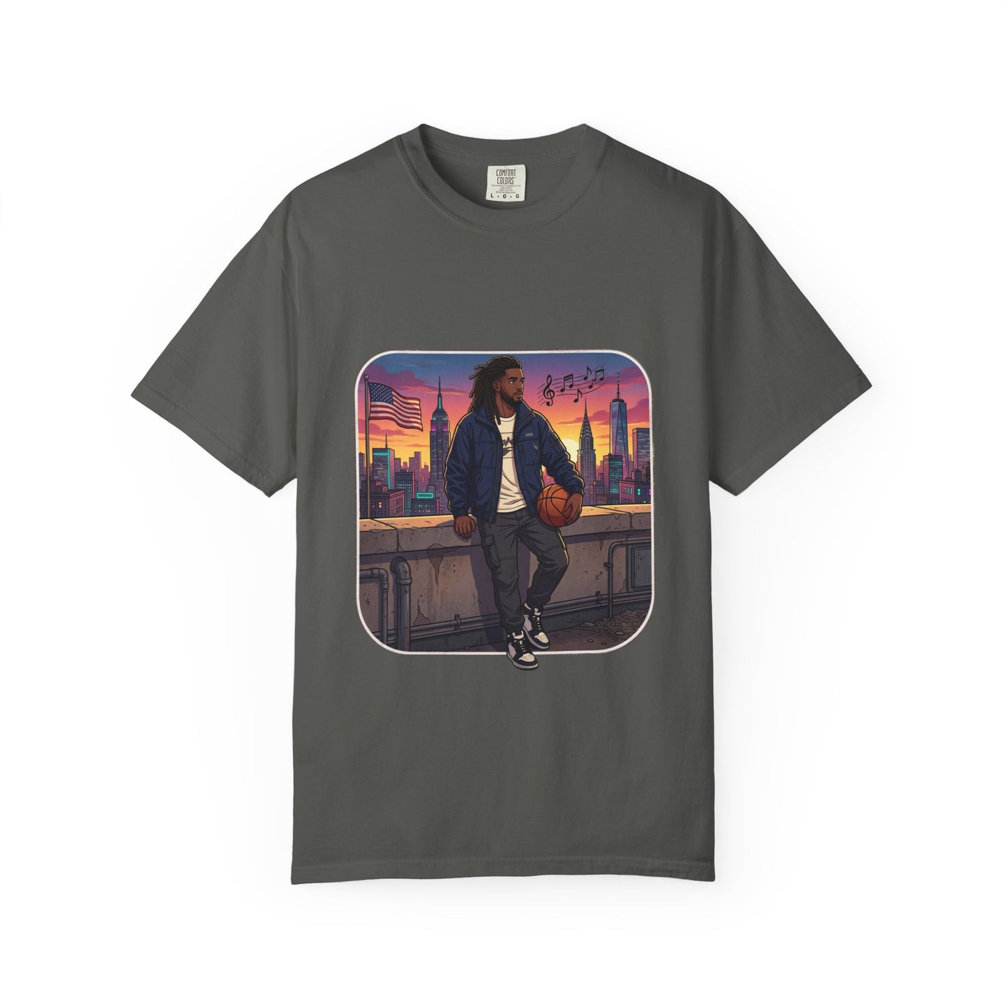 City Sunset Basketball Player T-Shirt — Urban Hoop Lifestyle Tee