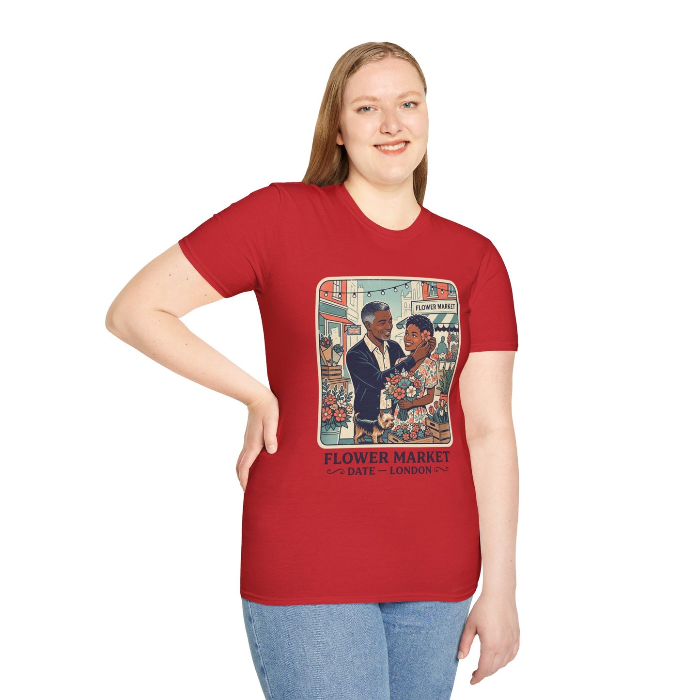 Flower Market Date — London T-Shirt — Retro Couple Floral Market Graphic Tee