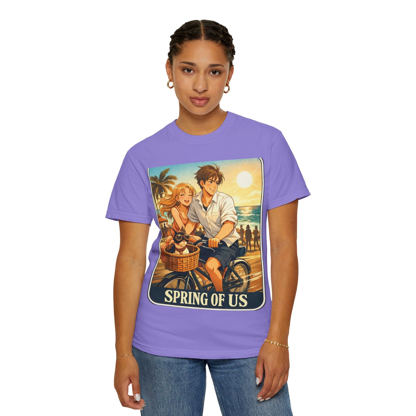 Spring of Us T-Shirt — Vintage Beach Couple Bicycle Design