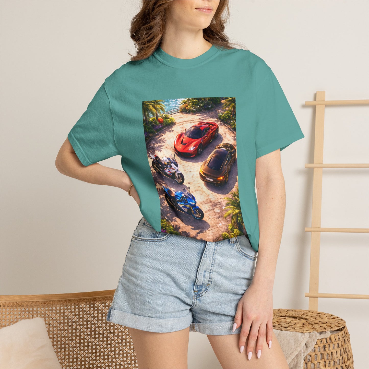 MULTI-VEHICLE - T-Shirt — Tropical Sports Cars & Motorbikes Print