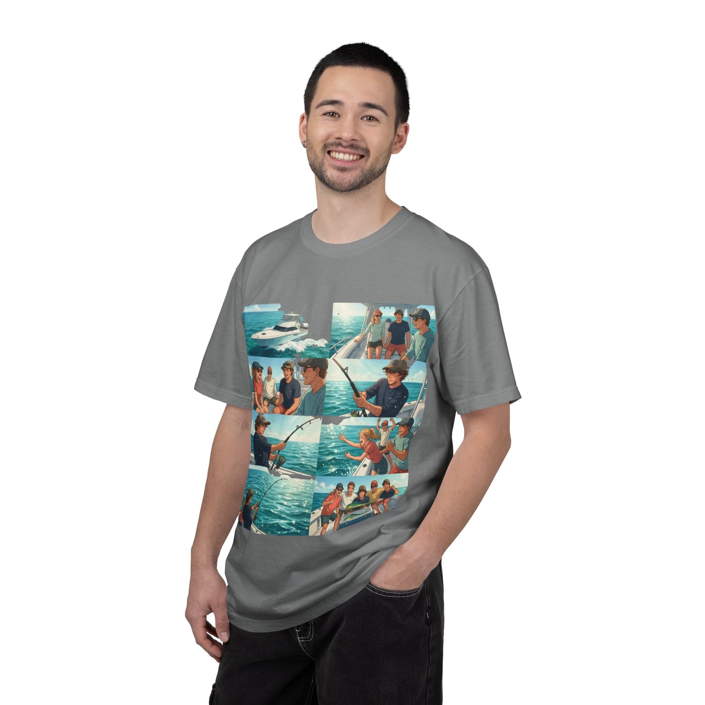 Deep Sea Energy (Friends Fishing Edition) Fishing Trip Photo Collage T-Shirt